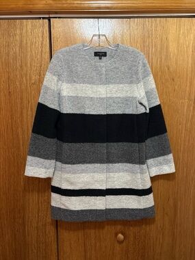 Talbots Black and Grey Striped Coat